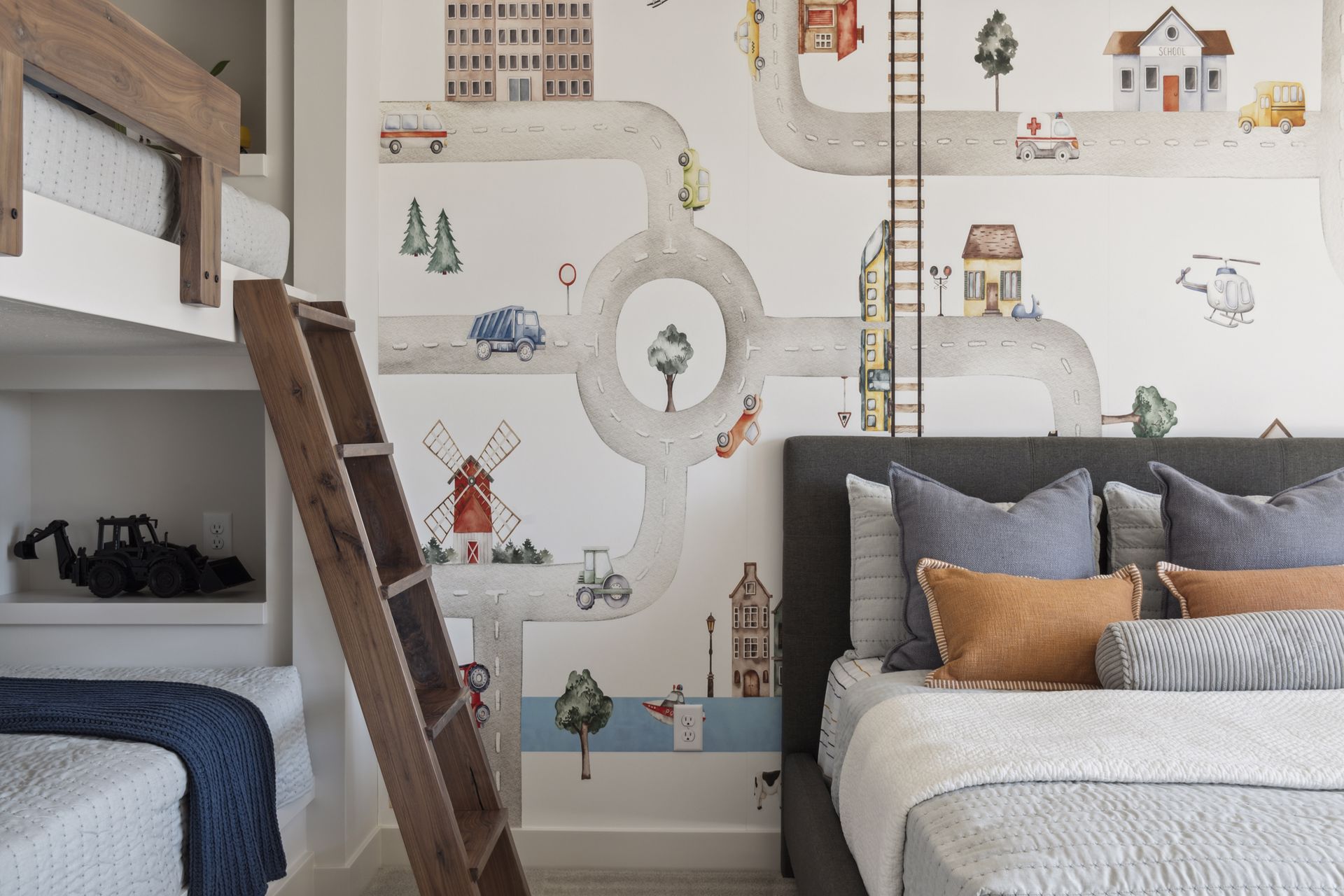 http://Close%20up%20of%20the%20City%20of%20Vehicles%20Wall%20Mural%20in%20a%20bedroom